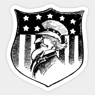 Vintage Patriotic Uncle Sam and American Flag Sticker